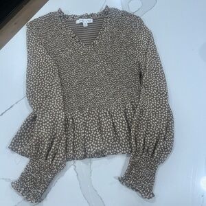 a new day Brown and Cream Patterned Blouse